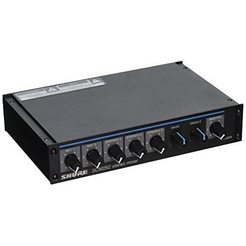 Shure SCM262 Stereo Microphone Mixer with 12V Phantom Power, Perfect for Restaurants, Aerobics/Health Clubs, Corporate Training